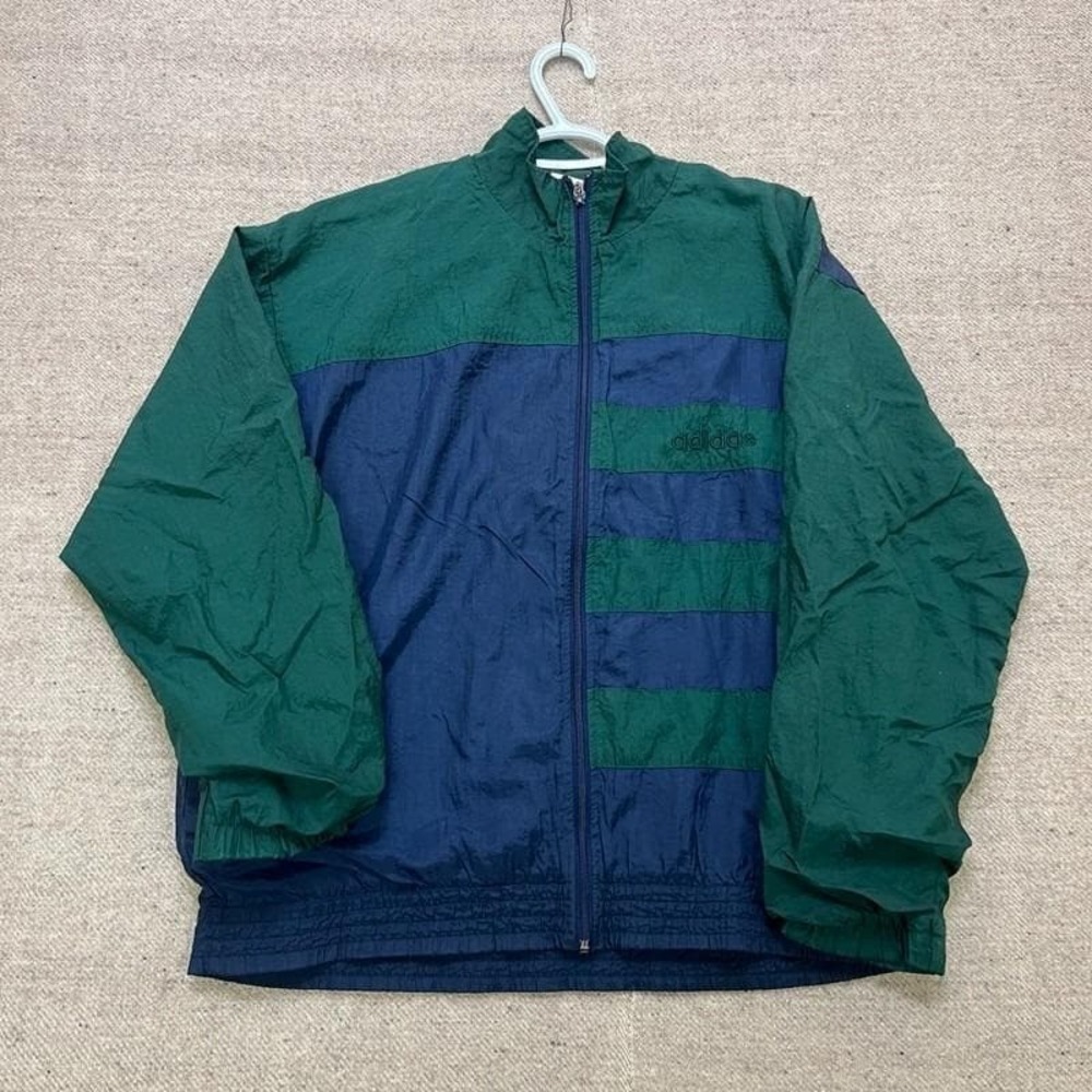 Vintage Adidas Windbreaker Jacket Mens Medium Green 1990s